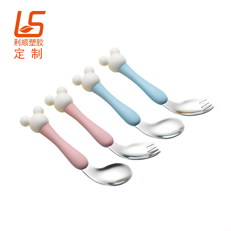 定制硅膠嬰兒飯勺 硅膠兒童飯叉